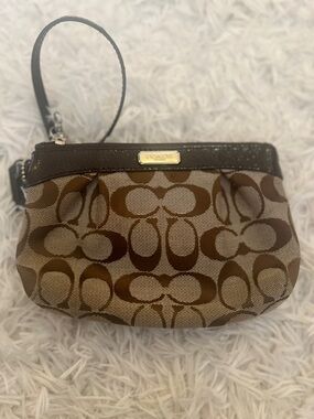 Coach Brown Signature Canvas Wristlet